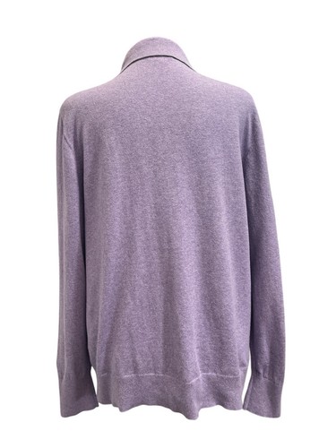 J.Crew Women Cotton Sweater Polo With Cashmere Lavender Top V-neck Collar Size M - Picture 3 of 6