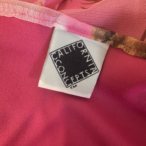 Abito Slip Vintage Y2K California Concepts Donna Piccolo Rosa Tropicale Babydoll - Foto 11 di 13