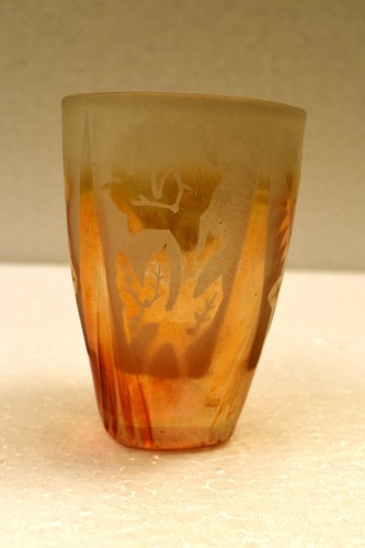 Vintage Jain Glass Works Flower Lancia Quartet calendula incisa arte vetro tumble"R - Foto 1 di 11