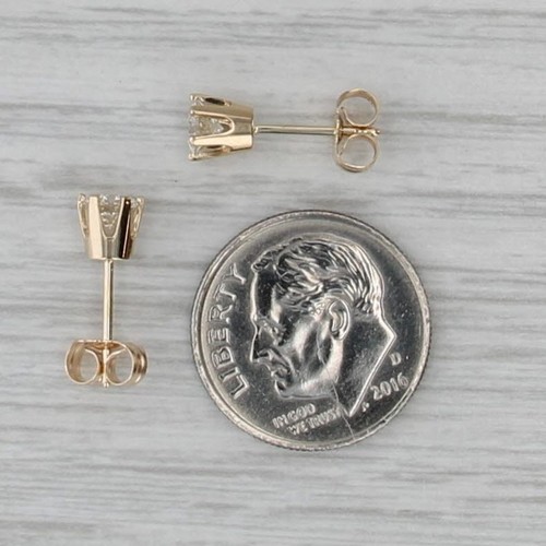 0.52ctw Diamond Solitaire Stud Earrings 14k Yellow Gold Round Studs - Picture 6 of 7