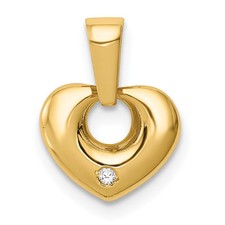 14k Yellow Gold Small CZ Heart Valentine Charm Pendant