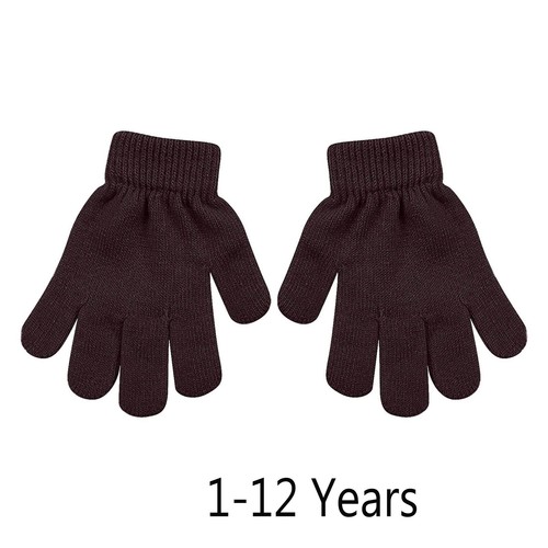 1 Pairs Winter Soild Color Gloves For Kids Boys Girls Stretchy Warm Mittens - Picture 3 of 21