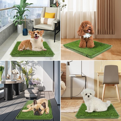 Dog Grass Pad with Tray: Reusable Training Pad 2/3-Pack Indoor Puppy Toilet Mat - Picture 9 of 13