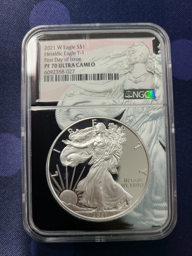 2021-W American Silver Eagle T-1 Heraldic Eagle NGC PF70 FDI - Lady Liberty Core - Picture 1 of 3