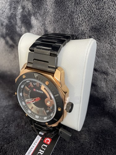 CURREN Men Watches Luxury Brand Wristwatch Calendar Quartz Male Gold Steel Watch - Picture 3 of 7