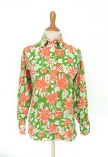 Vintage 70s "The Lilly" Pulitzer Bright Floral Knit Top Shirt Orange/Acid Green