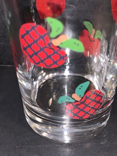 3 Anchor Hocking Red Checked Applejack Juice Glasses Vintage - Picture 6 of 18
