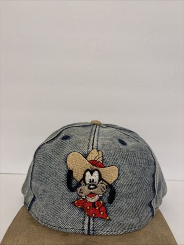 Vintage Disney Goofy Denim Blue Jean Snapback Hat Baseball Cap Cowboy 1990s - Picture 2 of 11