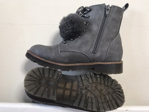 Girls Winter Warm Ankle Boots Shoes Grey Size 2 - Picture 3 of 5