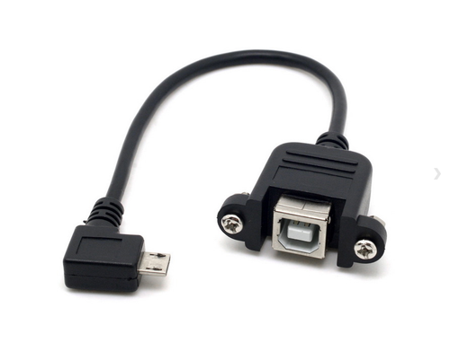 90° Left Angle Micro USB 5pin Male to USB B Female Panel Mount Printer Cable - Picture 1 of 8