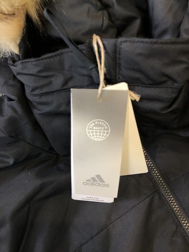 adidas Men's Winter Coat Parka with Fur Hood GT1699 Black Size Medium New - Picture 6 of 6