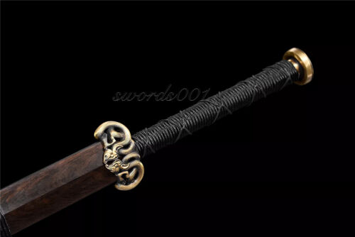 Fine Grinding Octahedral Han Dynasty Jian Ebony Chinese Sword Brass Fittings - Picture 6 of 17