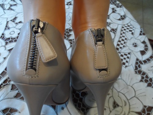 Prada Nude Lamb Leather Peep Toe Ankle Boots Size 37B - Picture 14 of 24