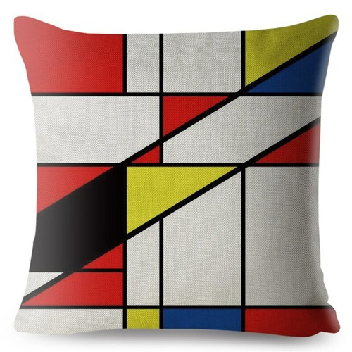 Mondrian Yellow Geometric Stitching Throw Square Cushion Covers Linen Home Decor - Picture 16 of 38