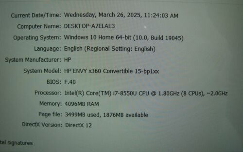 HP ENVY x360 15-bp152wm 15.6"FHD TOUCH i7-8550U 1.8GHZ 4GB 1TB SSD Charger & BAG - Picture 20 of 23