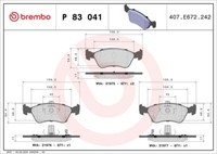 Brembo P 83 041 Bremsbelagsatz, Scheibenbremse FüR Toyota