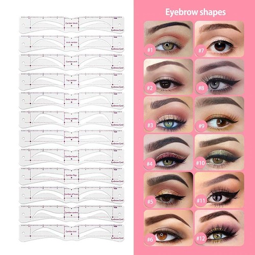14Pcs Eyebrow Stencils Shaper Grooming Kit Brow Make-Up Template Tool UK - Picture 5 of 9