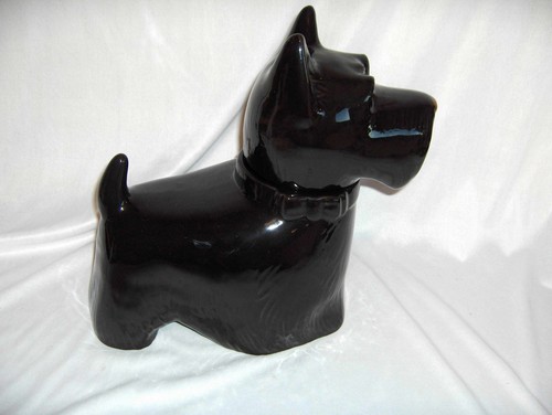 Vintage schwarze Poreclein stehende Scottie Hund Keksdose SCHÖN - Bild 3 von 5
