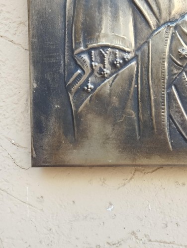 Ikona Ikon Byzantinische Madonna Mit Kind Und Engeln Riza In Silber Titel 800 - Bild 8 von 21