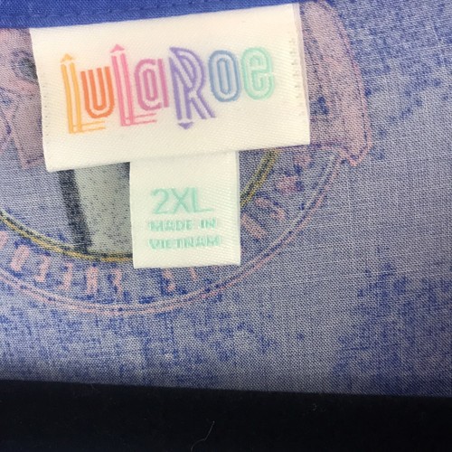 Camicia blusa donna Lularoe Amy blu americana rosa logo bottoni taglia 2XL - Foto 3 di 7