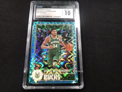 2023-24 Panini Hoops #285 Giannis Antetokounmpo Teal CGC 10 GEM MT