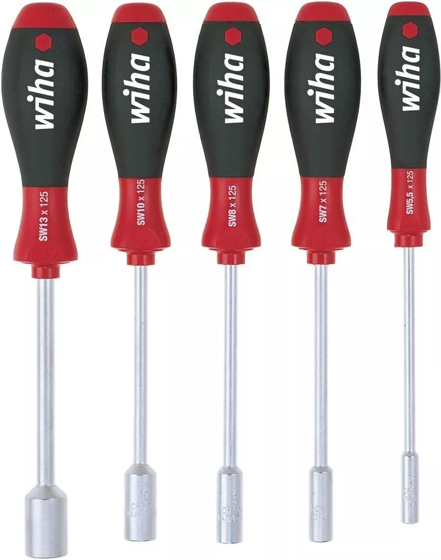 Wiha 5 Piece Hex Nut Driver Spinner Screwdriver Set Sizes 5.5 7 8 10 13mm 01034