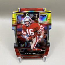 2021 Panini Select #36 Joe Montana 49ers Red and Yellow Prizm Die Cut HOF