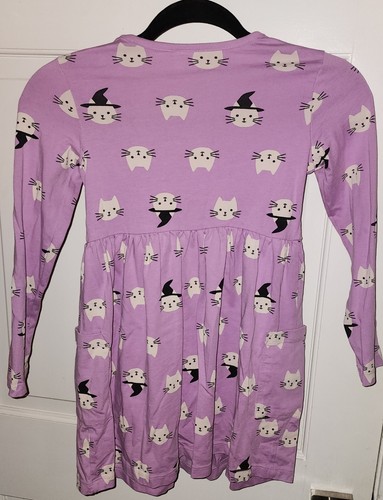 Hanna Andersson Girls Dress Halloween Kitty Cats Witch Pink Long Sleeve 120 6/7 - Picture 2 of 3