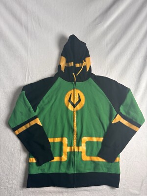 WeLoveFine Marvel Kid Loki Full Zip Green Hoodie Long Sleeve Men's XL Stains *