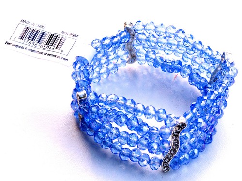 Nicole klare blaue Kristallperlen - verbundenes 5-Strang Stretch Armband.  nwt - Bild 1 von 3