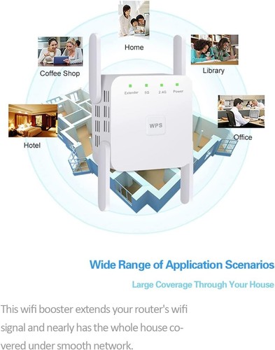 Amplificador de señal WiFi 1200 Mbps largo alcance 6000 pies cuadrados doble banda 2,4 y 5 GHz - Imagen 8 de 12