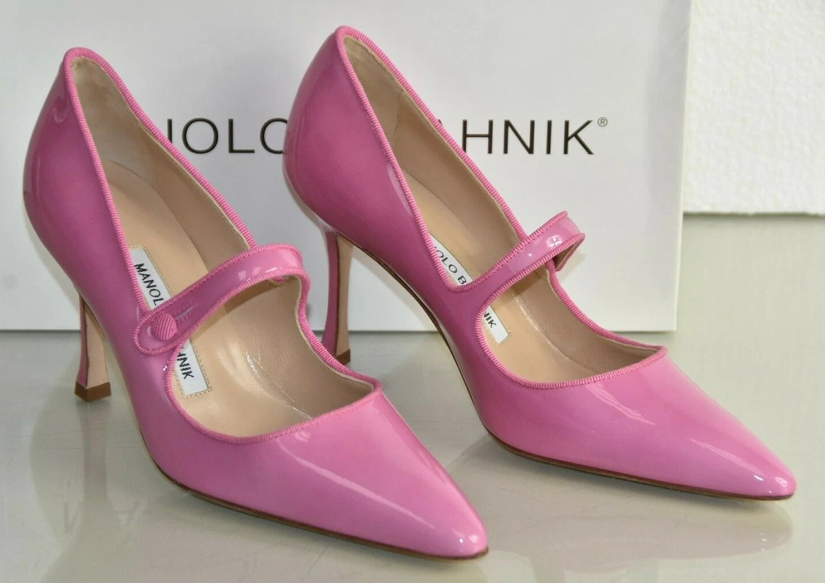 Manolo Blahnik 'bb' Pointy Toe Pump In Hot Pink Patent