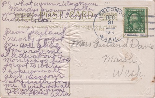 Weihnachts-Postkarte Weihnachtsmann 1914 Vintage in vergoldetem Gold  - Bild 2 von 2