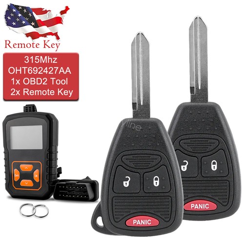 2 For Dodge Caliber Nitro Ram Jeep Wrangler Patriot Remote Key Fob + Tool Kit - Foto 1 di 6