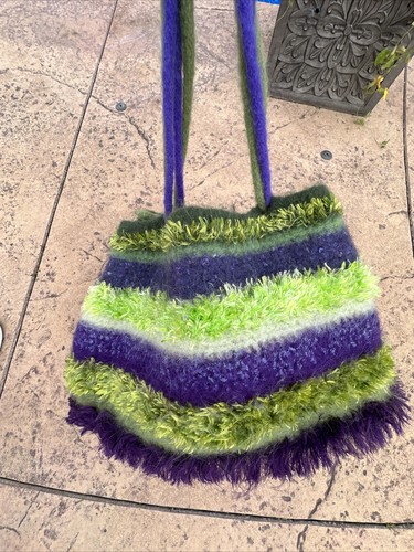 Handgefertigte gefilzte getuftete bunte Boho Handtasche Bucket Bag Original 23X13X10 Vintage - Bild 20 von 23