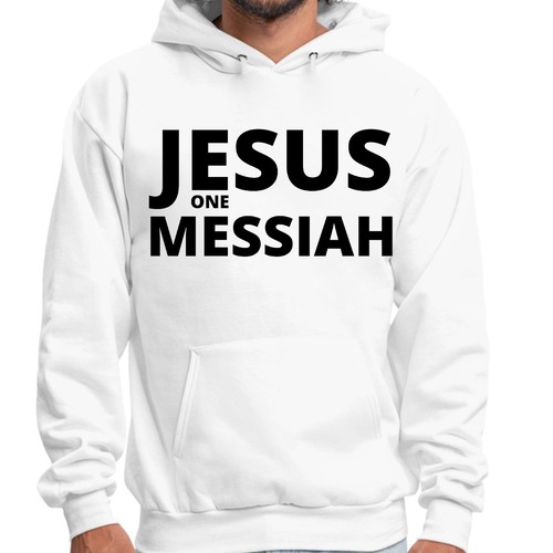 Mens Graphic Hoodie Jesus one Messiah Black Illustration - Picture 7 of 54