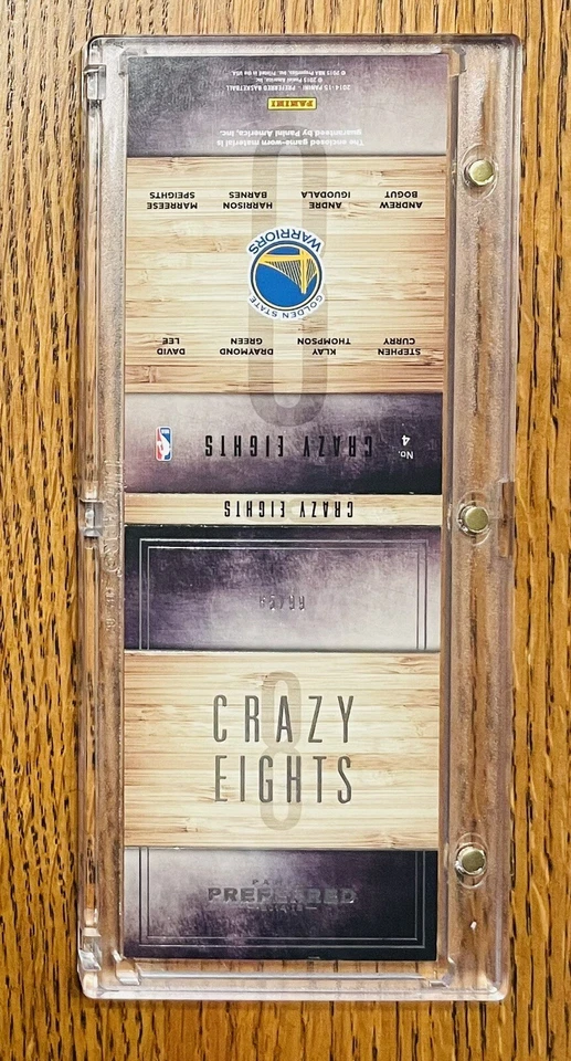 Parche múltiple verde Curry Thompson 2014 Panini Preferred Crazy Eights Warriors/99 Foto 2 de 2