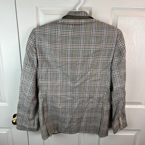 Men's Samuelsohn Beckett Blazer Plaid Gray Pink Wool Silk Size 40R - Picture 3 of 6