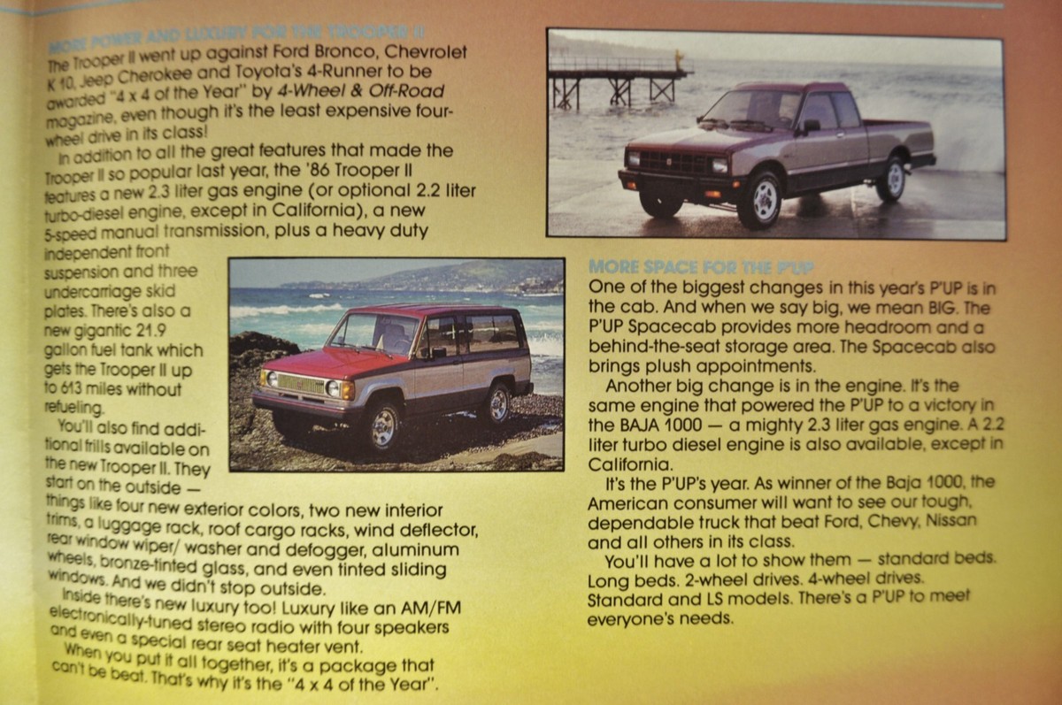 1985 Isuzu Brochure Folder Impulse Turbo I-Mark Trooper II P