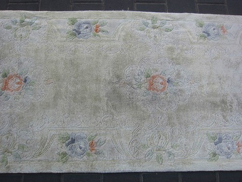 Beautiful antiques Chinese runner rug Carpets silk 360x70-cm / 141.7x27.5-inches - Picture 5 of 12