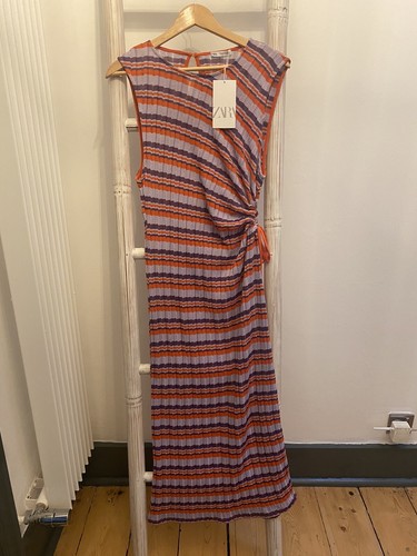 NEW Zara Woman Striped Cut Out Dress Size L/12 - Picture 6 of 6