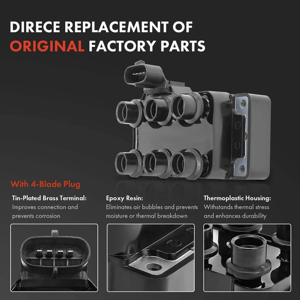 1x bobina de ignição e 6x velas de ignição de irídio e 6x fios para Ford Taurus Ranger 3.0L - Imagem 3 de 4