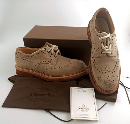 SCARPE UOMO CHURCH'S BROGUE TG. 75 G ITA 41,5 DERBY - SCAMOSCIATE BEIGE SABBIA - Picture 1 of 9