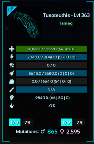 🔥ARK Survival Ascended PvE PC/XBOX/PS5 Top Stats Nero Tusoteuthis (tuso) 984m - Foto 17 di 18