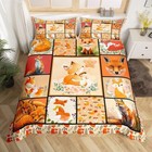 Duvet Cover King Size,Fox Print Patchwork Comforter Cover 2 Pillowcase for