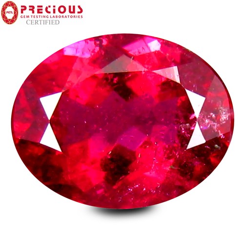 2.37 ct PGTL Certified Oval (10 x 8 mm) Reddish Pink Rubellite Tourmaline - Picture 2 of 3