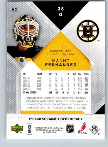 2007-08 Upper Deck SP Game édition d'occasion cartes de hockey UD NHL - à choisir dans la liste - Photo 85 sur 97