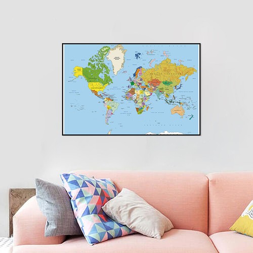 World Map Large Poster Wall Art Print Deco Home A1 A2 - Picture 3 of 8