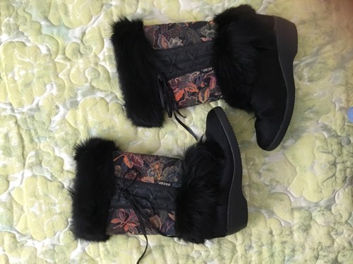Oscar Sport Fur & Tapestry boots Size 8/39