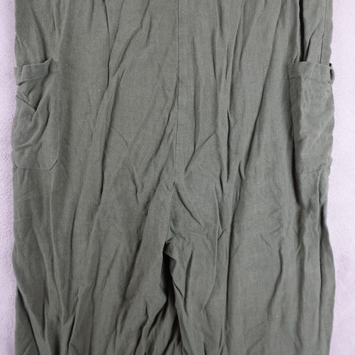 Tuta Petal Pup donna 8 verde pagliaccetto lino casual scollo a V fluida leggera - Foto 18 di 21